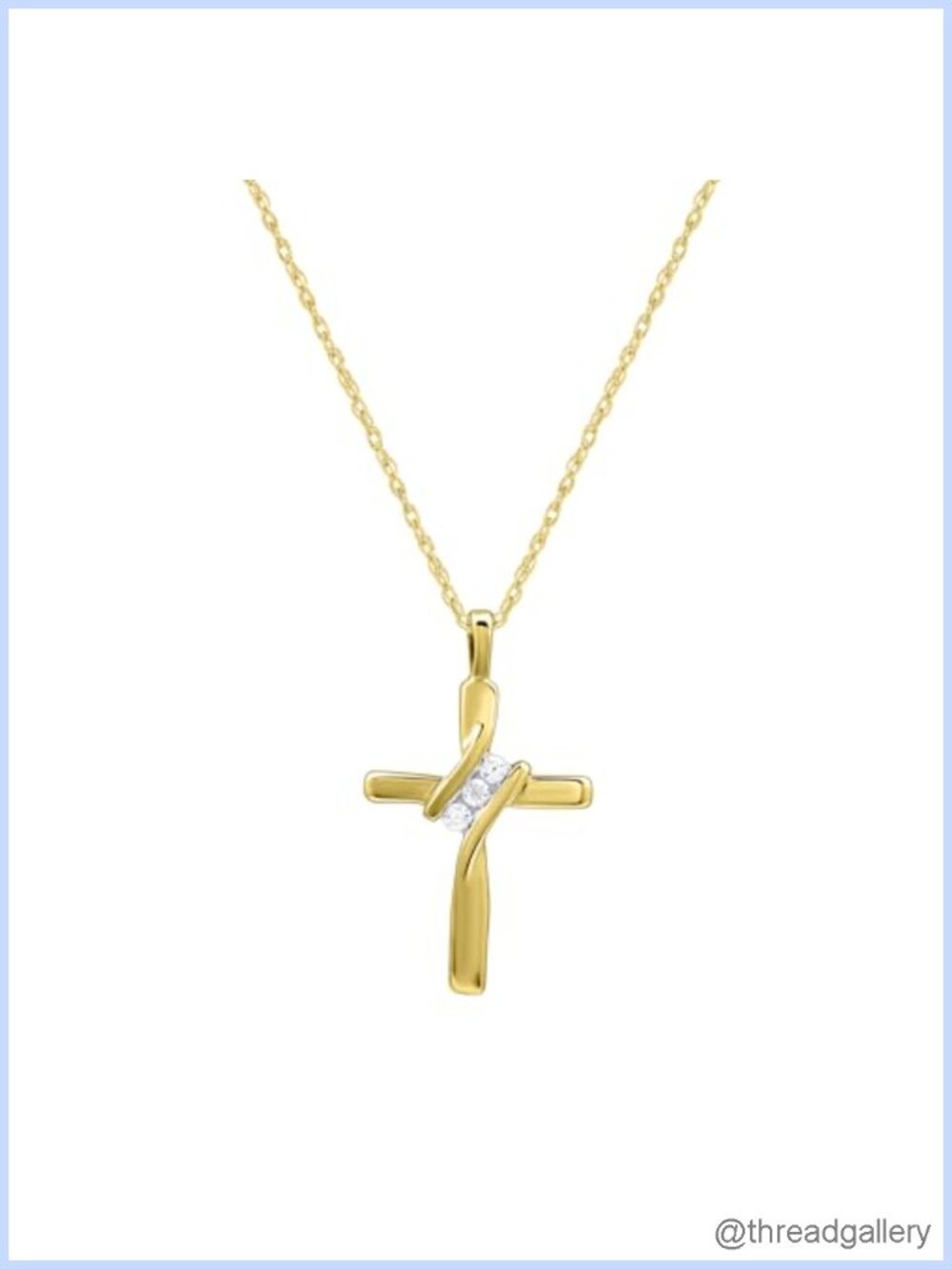 10K Yellow Gold Cross Pendant Necklace Natural Diamond